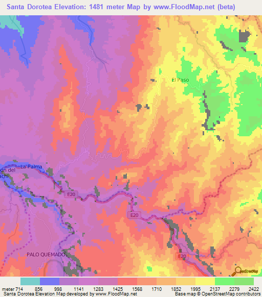 Santa Dorotea,Ecuador Elevation Map