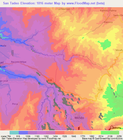 San Tadeo,Ecuador Elevation Map