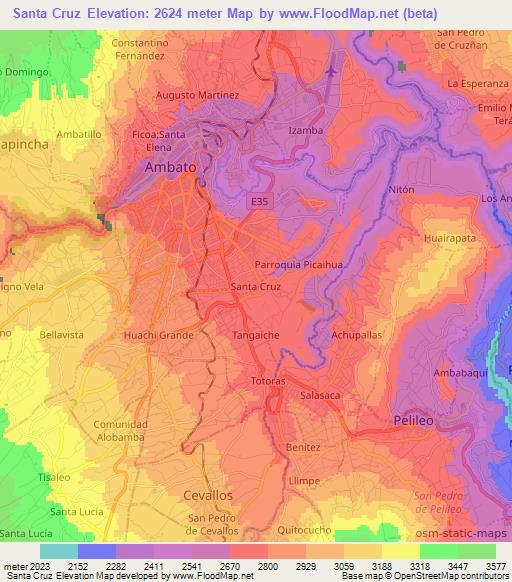 Santa Cruz,Ecuador Elevation Map