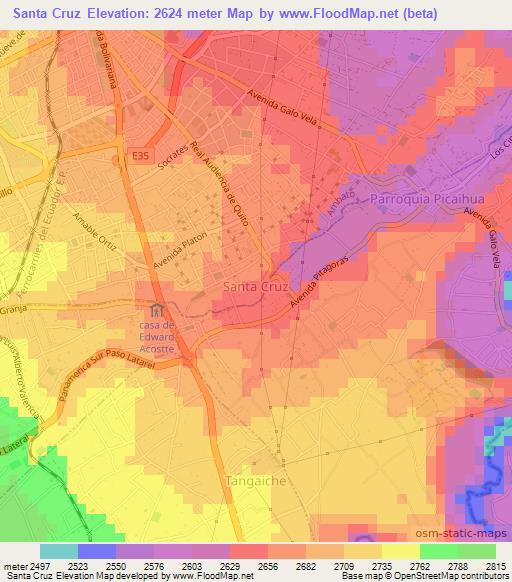 Santa Cruz,Ecuador Elevation Map