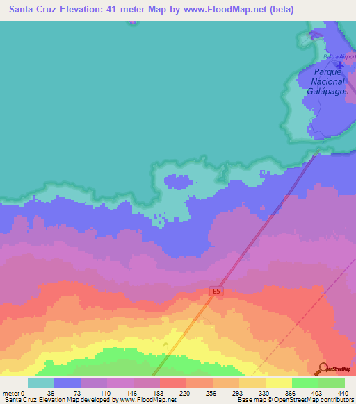 Santa Cruz,Ecuador Elevation Map