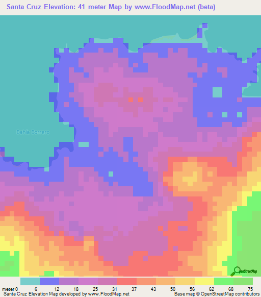 Santa Cruz,Ecuador Elevation Map