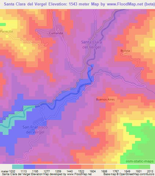 Santa Clara del Vergel,Ecuador Elevation Map