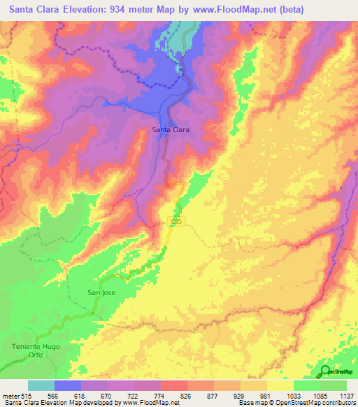 Santa Clara,Ecuador Elevation Map