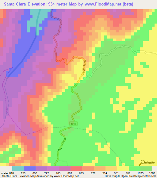 Santa Clara,Ecuador Elevation Map