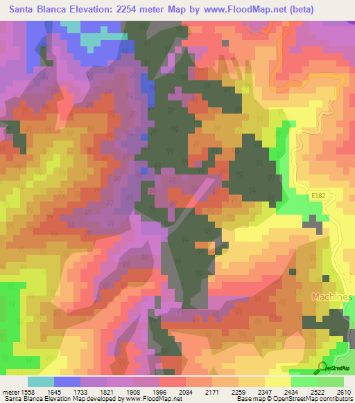 Santa Blanca,Ecuador Elevation Map