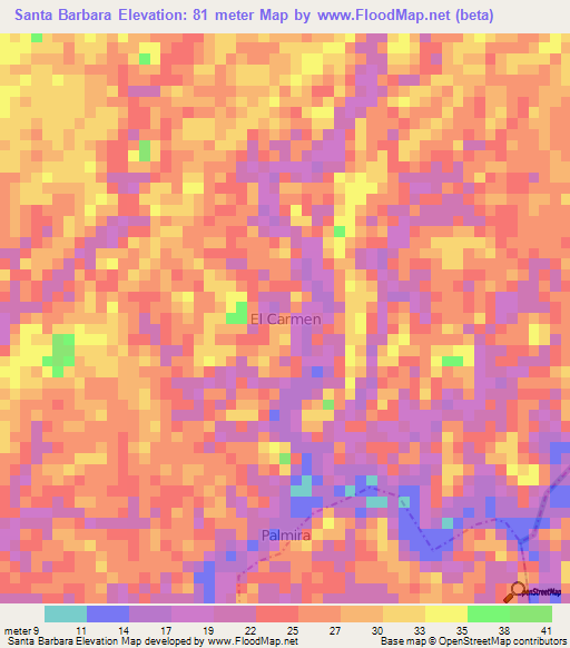 Santa Barbara,Ecuador Elevation Map