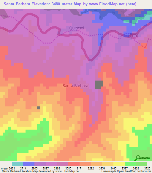 Santa Barbara,Ecuador Elevation Map