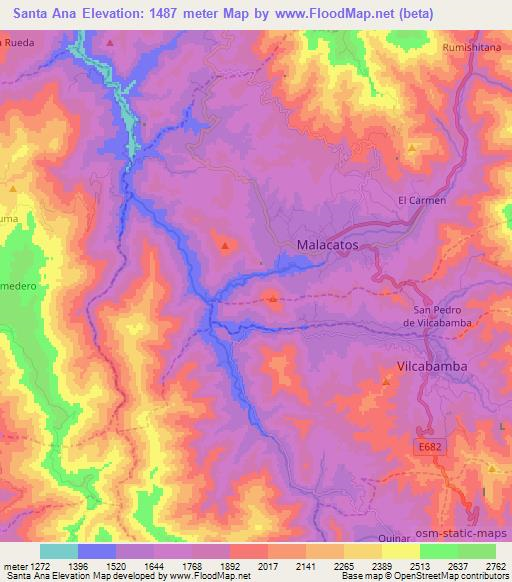 Santa Ana,Ecuador Elevation Map