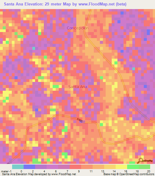 Santa Ana,Ecuador Elevation Map