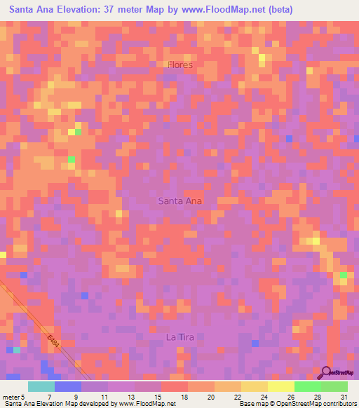 Santa Ana,Ecuador Elevation Map