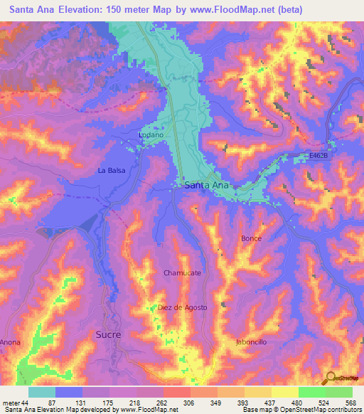 Santa Ana,Ecuador Elevation Map