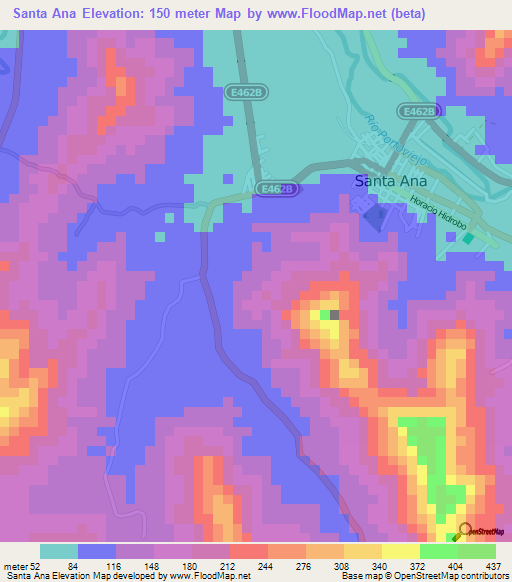 Santa Ana,Ecuador Elevation Map