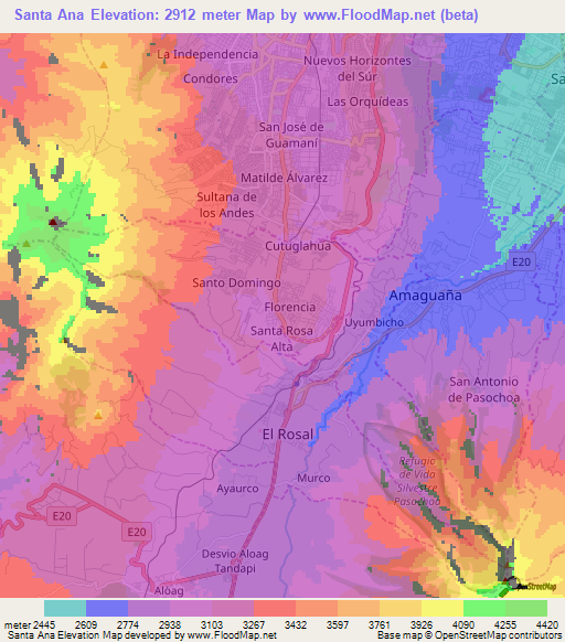 Santa Ana,Ecuador Elevation Map