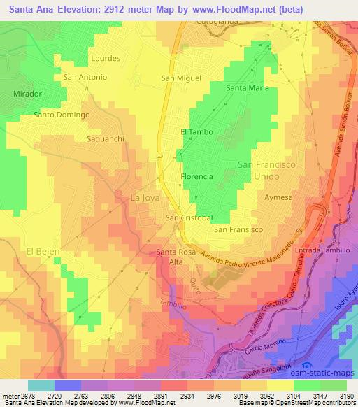 Santa Ana,Ecuador Elevation Map