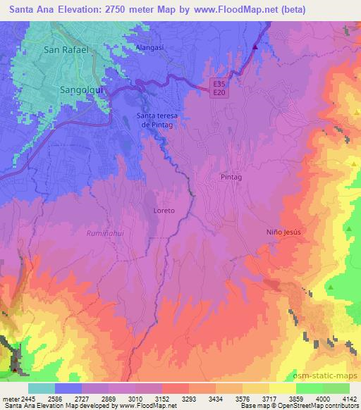 Santa Ana,Ecuador Elevation Map