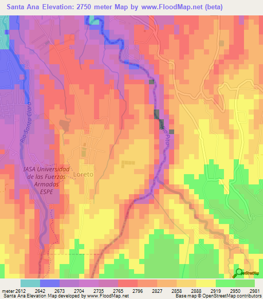 Santa Ana,Ecuador Elevation Map