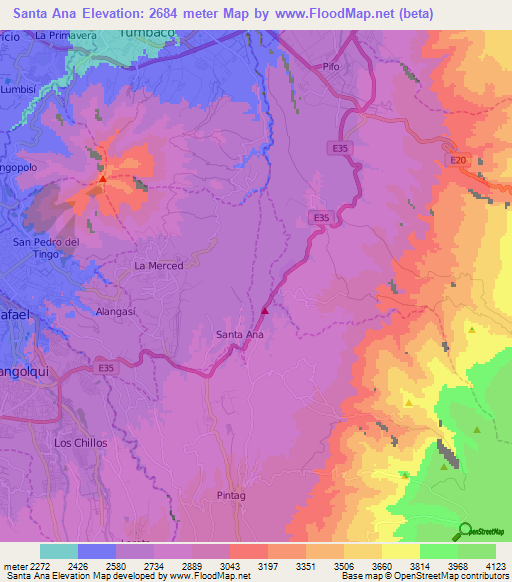 Santa Ana,Ecuador Elevation Map