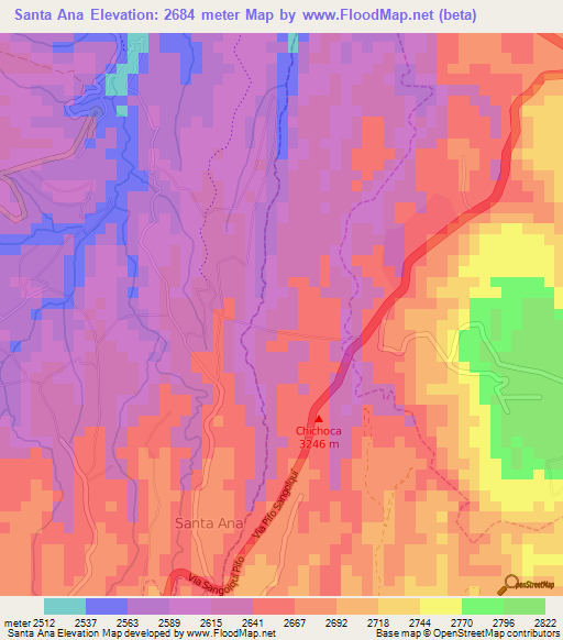 Santa Ana,Ecuador Elevation Map