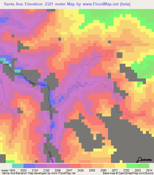 Santa Ana,Ecuador Elevation Map