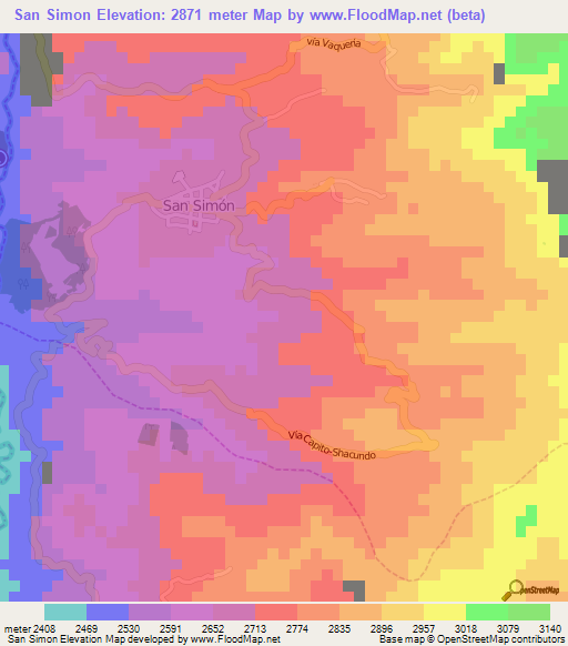 San Simon,Ecuador Elevation Map