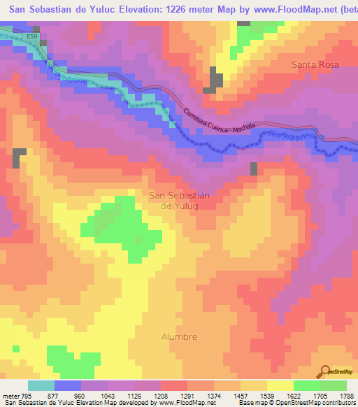 San Sebastian de Yuluc,Ecuador Elevation Map