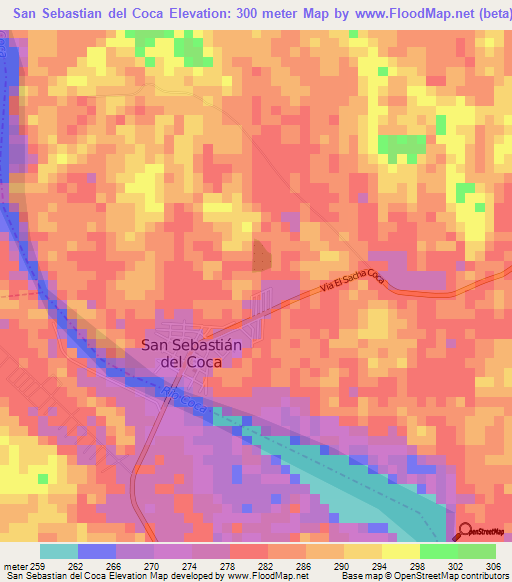 San Sebastian del Coca,Ecuador Elevation Map