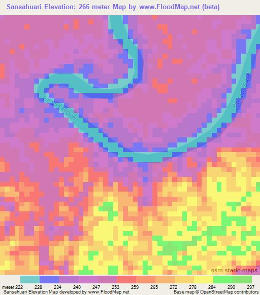 Sansahuari,Ecuador Elevation Map