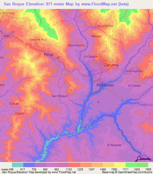 San Roque,Ecuador Elevation Map