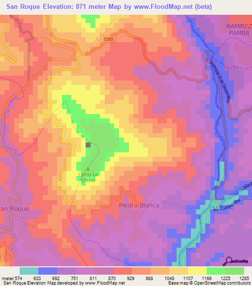 San Roque,Ecuador Elevation Map