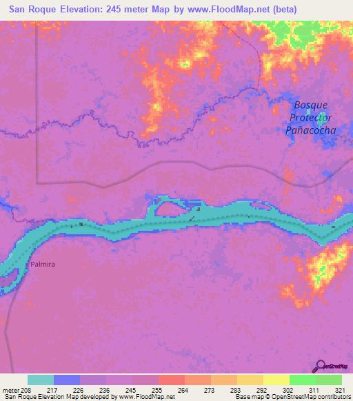 San Roque,Ecuador Elevation Map