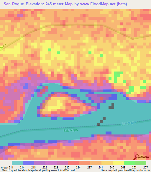 San Roque,Ecuador Elevation Map