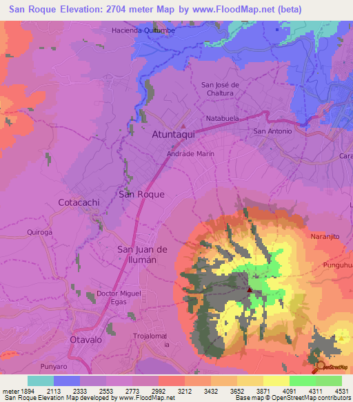 San Roque,Ecuador Elevation Map