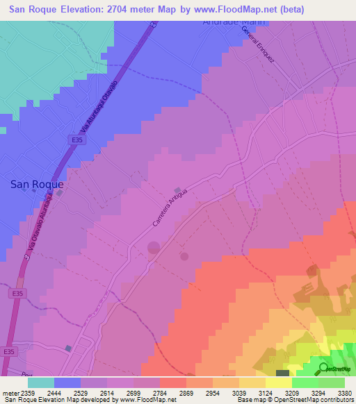 San Roque,Ecuador Elevation Map