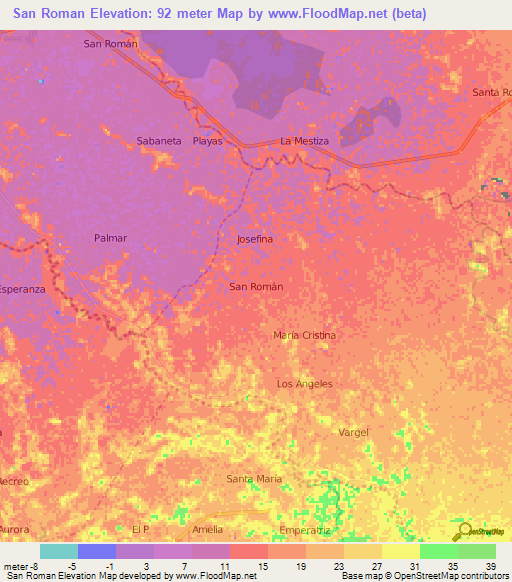 San Roman,Ecuador Elevation Map