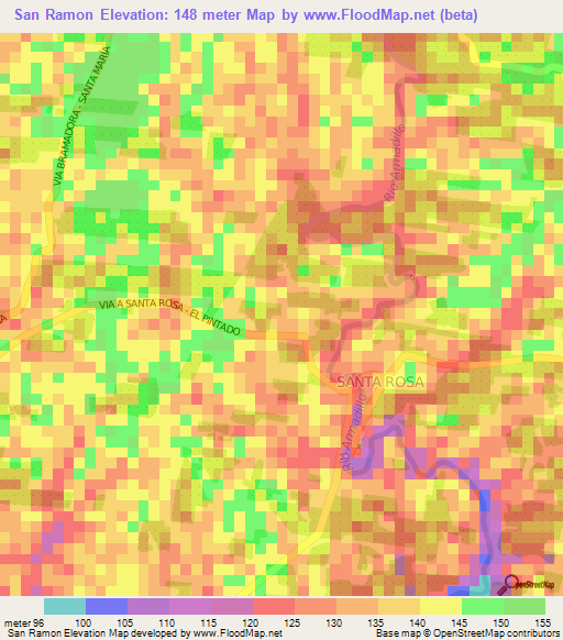 San Ramon,Ecuador Elevation Map