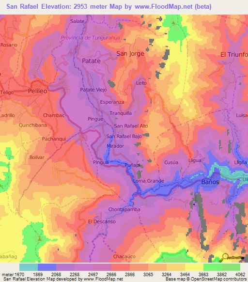 San Rafael,Ecuador Elevation Map