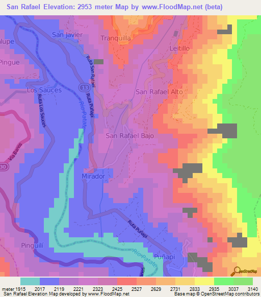 San Rafael,Ecuador Elevation Map