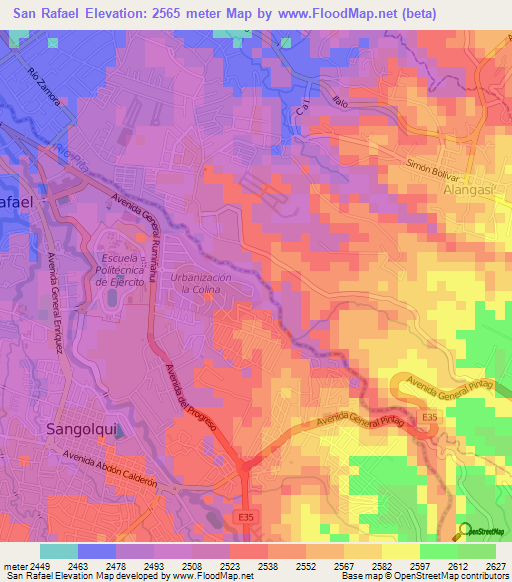 San Rafael,Ecuador Elevation Map