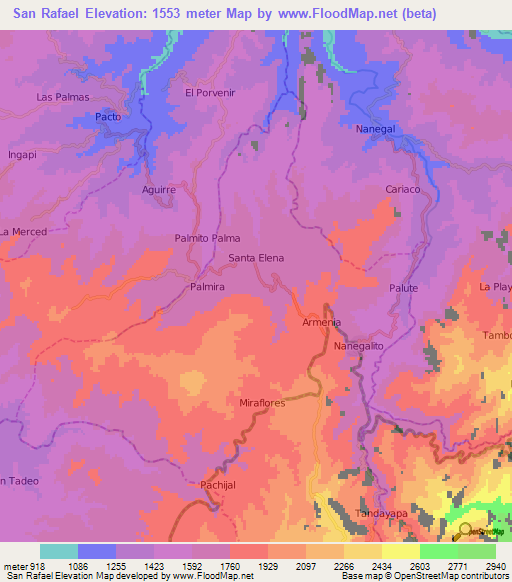 San Rafael,Ecuador Elevation Map