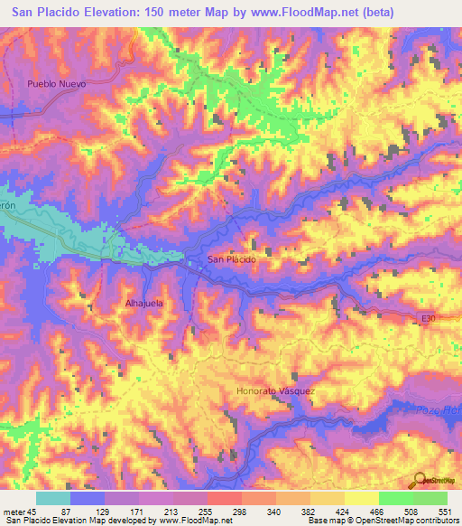 San Placido,Ecuador Elevation Map