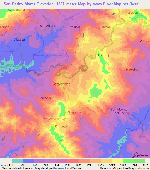 San Pedro Martir,Ecuador Elevation Map