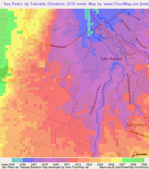 San Pedro de Taboada,Ecuador Elevation Map