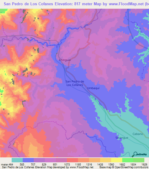 San Pedro de Los Cofanes,Ecuador Elevation Map