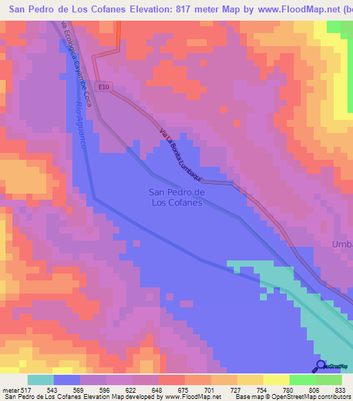 San Pedro de Los Cofanes,Ecuador Elevation Map