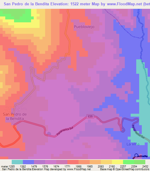 San Pedro de la Bendita,Ecuador Elevation Map