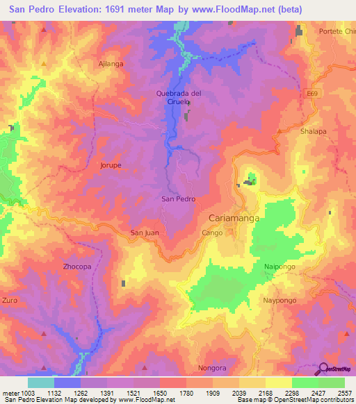 San Pedro,Ecuador Elevation Map