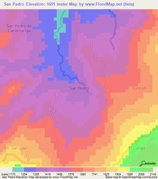 San Pedro,Ecuador Elevation Map