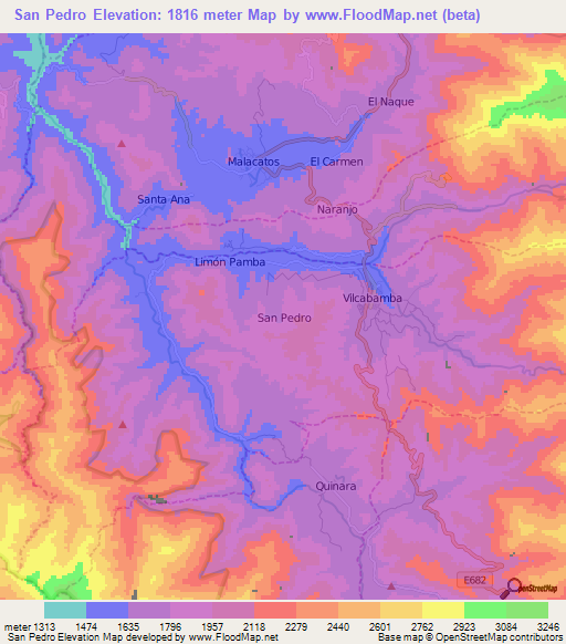 San Pedro,Ecuador Elevation Map