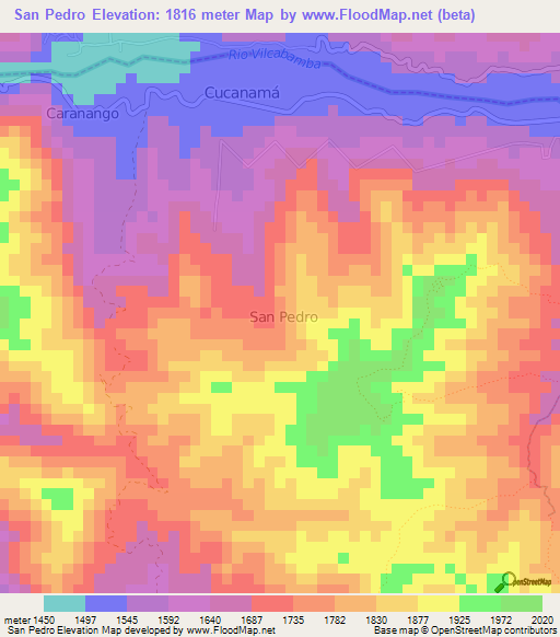 San Pedro,Ecuador Elevation Map